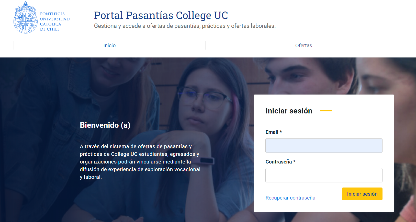 Imagen home de portal de pasantías College UC